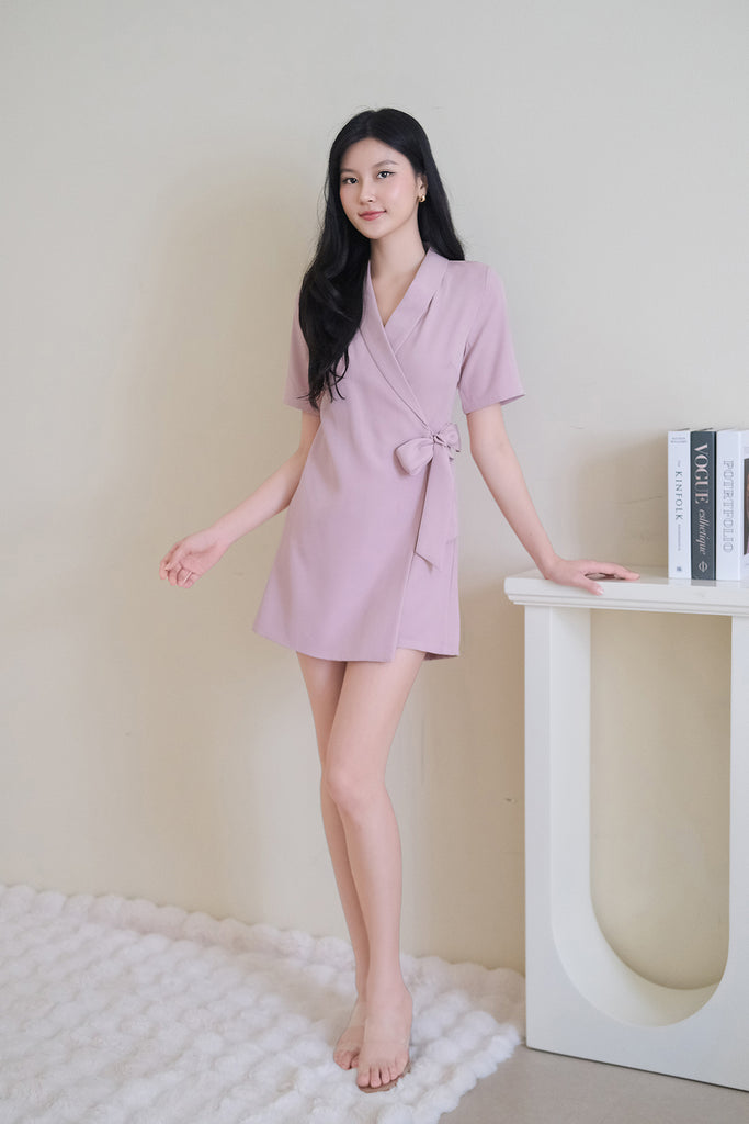 Kaira Lapel Collar Wrap Romper - Dust Pink [XS/S/M/L/XL/XXL]