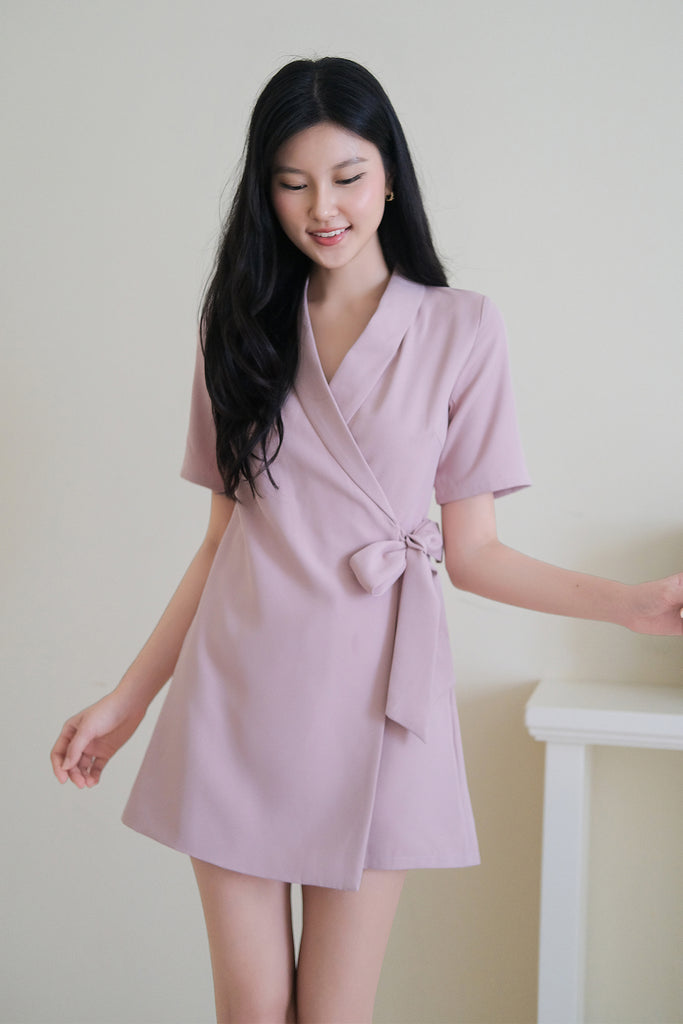 Kaira Lapel Collar Wrap Romper - Dust Pink [XS/S/M/L/XL/XXL]