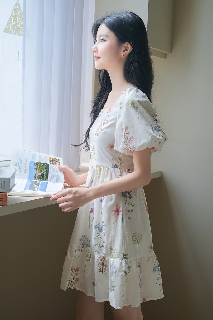 Amore Garden Puffy Sleeves Dress - Dandelion [XS/S/M/L/XL/XXL]