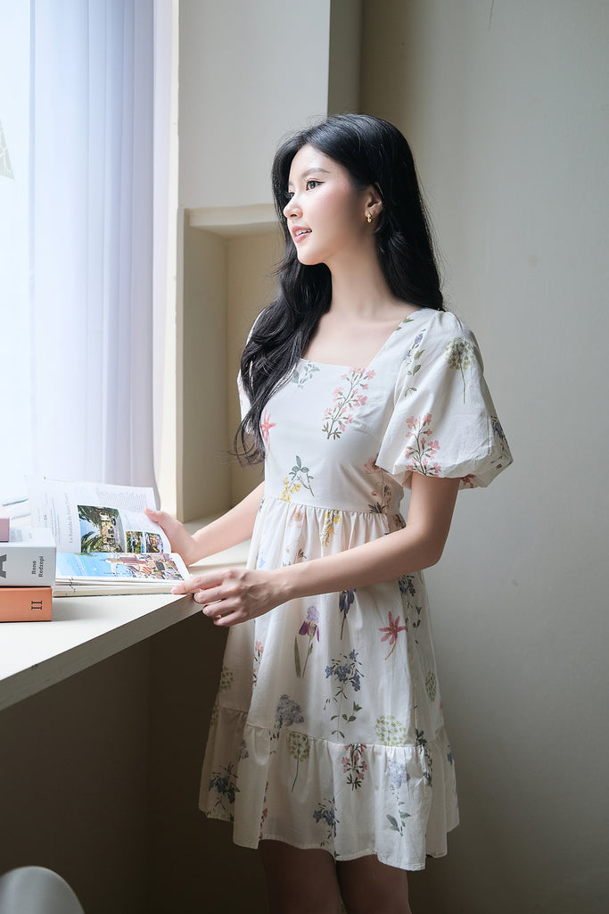 Amore Garden Puffy Sleeves Dress - Dandelion [XS/S/M/L/XL/XXL]