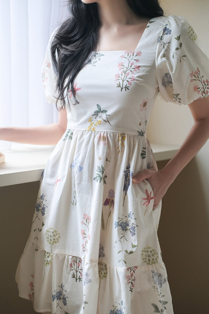 Amore Garden Puffy Sleeves Dress - Dandelion [XS/S/M/L/XL/XXL]