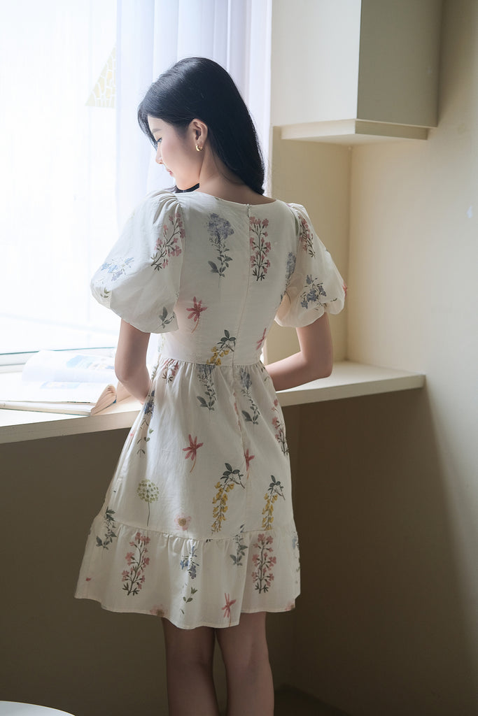 Amore Garden Puffy Sleeves Dress - Dandelion [XS/S/M/L/XL/XXL]