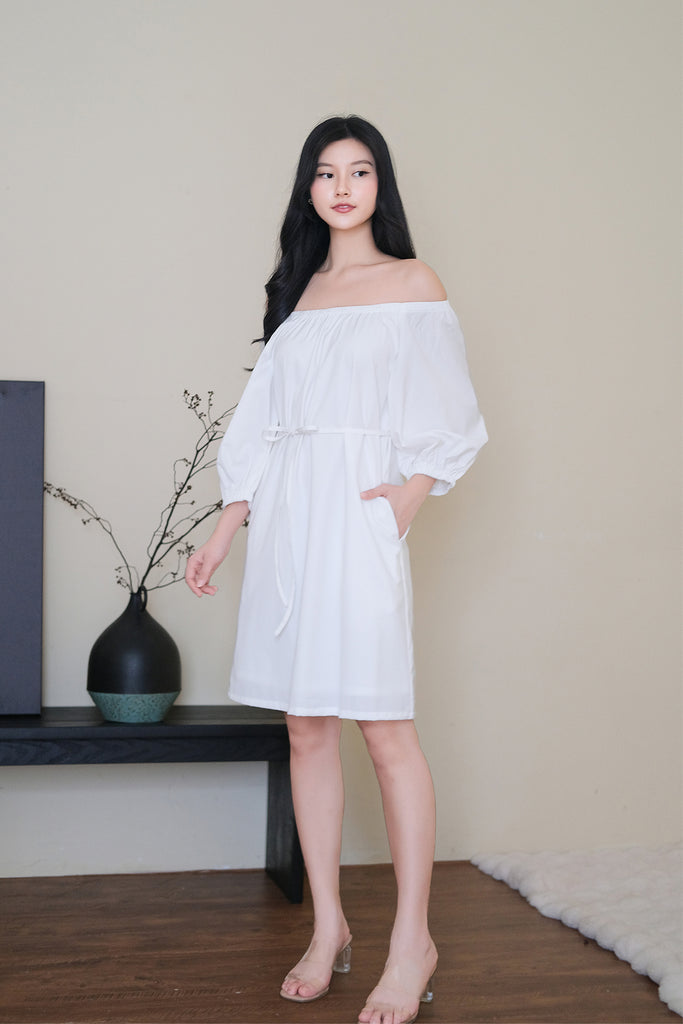 Olivia Off Shoulder Two-Way Dress - White [XS/S/M/L/XL/XXL]