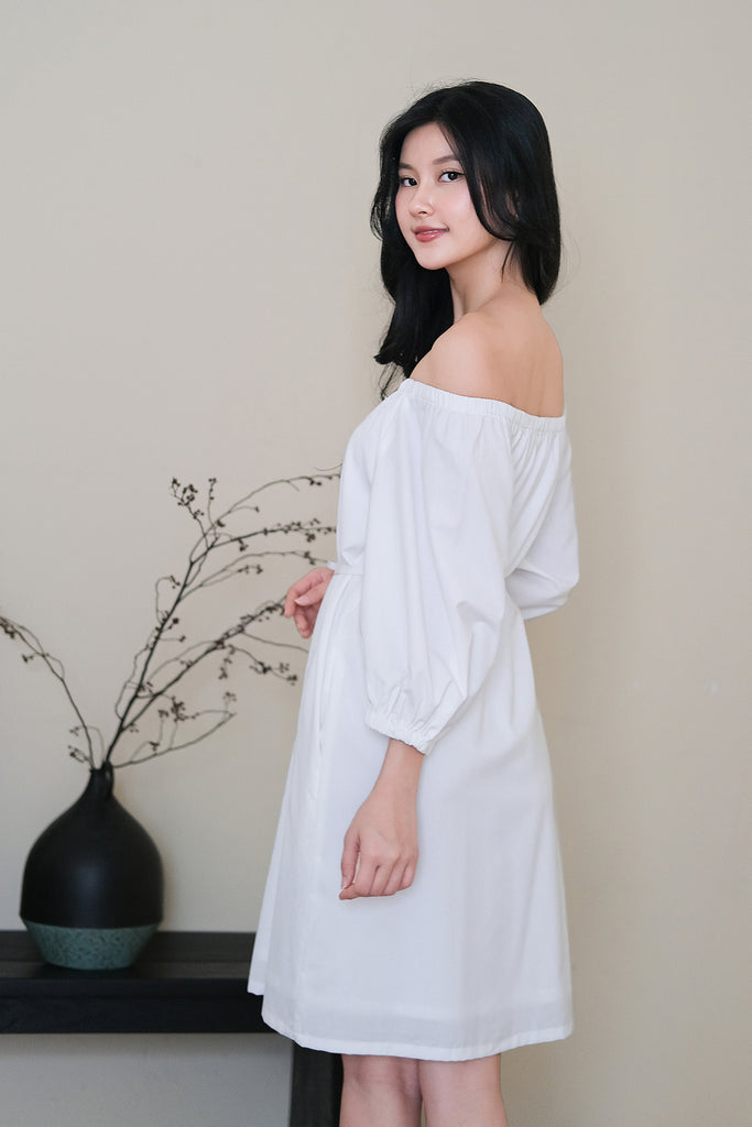 Olivia Off Shoulder Two-Way Dress - White [XS/S/M/L/XL/XXL]