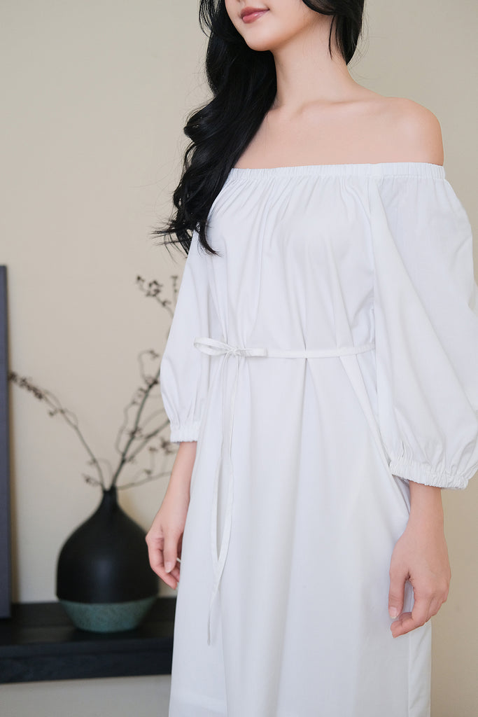 Olivia Off Shoulder Two-Way Dress - White [XS/S/M/L/XL/XXL]