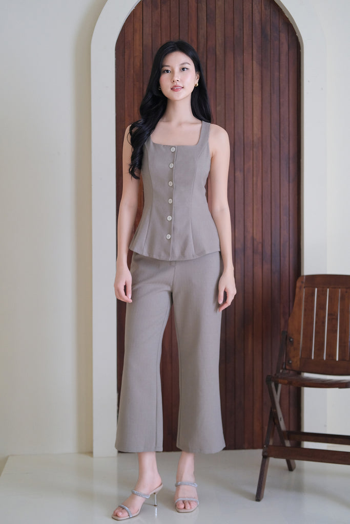 Isabelle Tweed Vest Top - Taupe [XS/S/M/L/XL/XXL]