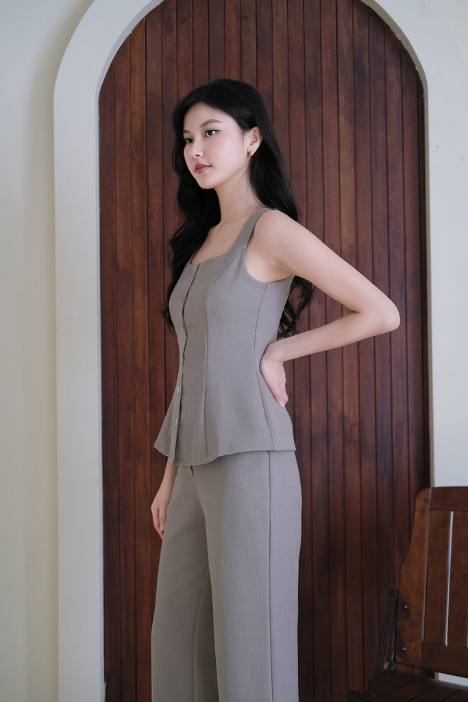 Isabelle Tweed Vest Top - Taupe [XS/S/M/L/XL/XXL]