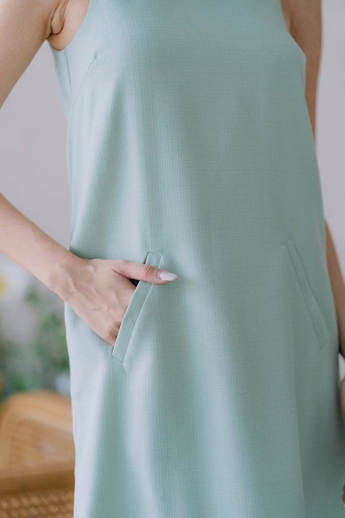 Behati Tweed Pocket Shift Dress - Apple Green [XS/S/M/L/XL]
