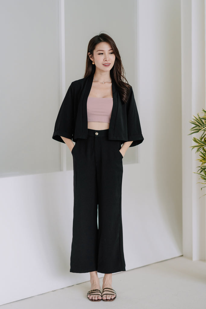 Malone Cropped Kimono - Black [XS/S/M/L/XL]