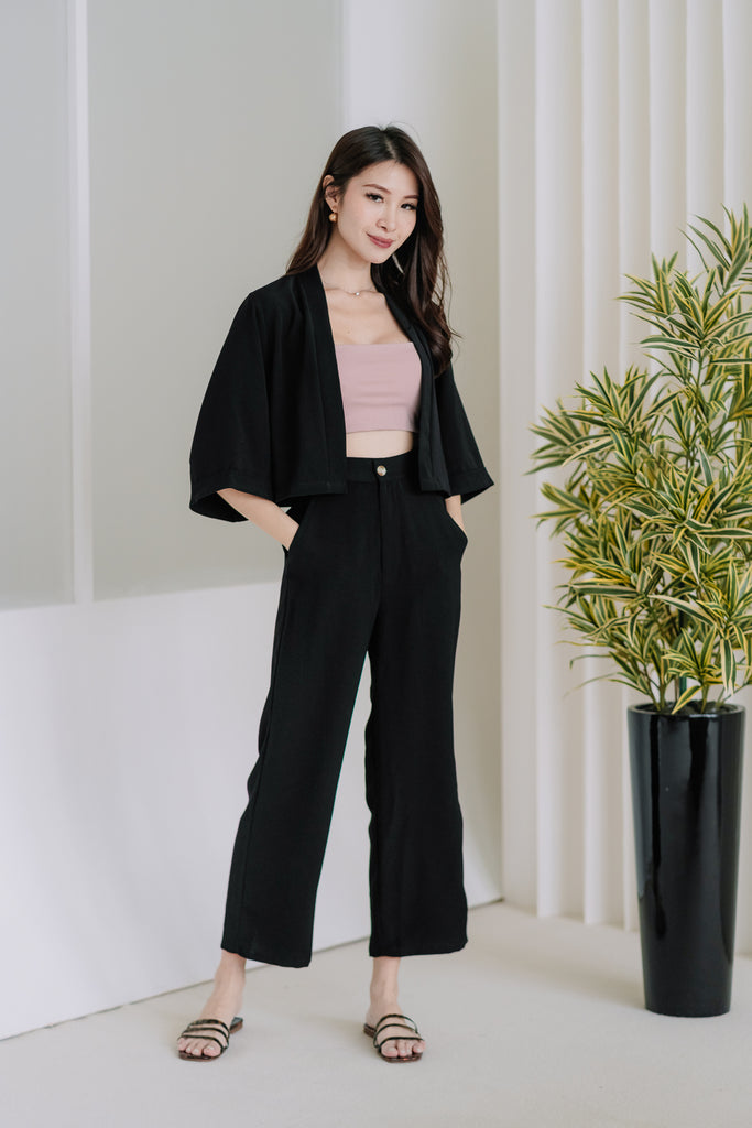 Malone Cropped Kimono - Black [XS/S/M/L/XL]