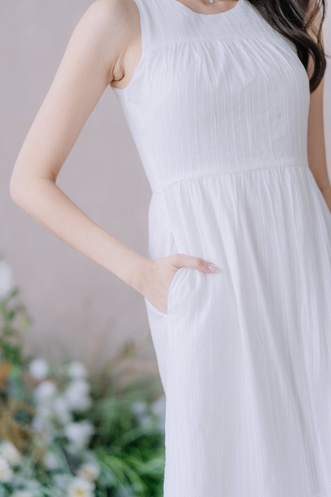 Colina Lattice Eyelet Tier Maxi Dress - White [XS/S/M/L/XL]