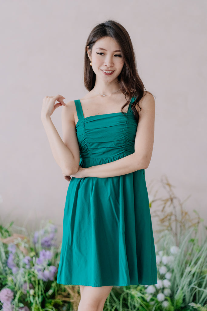 Barbie Babydoll Ruche Dress Romper - Emerald Green [XS/S/M/L/XL]
