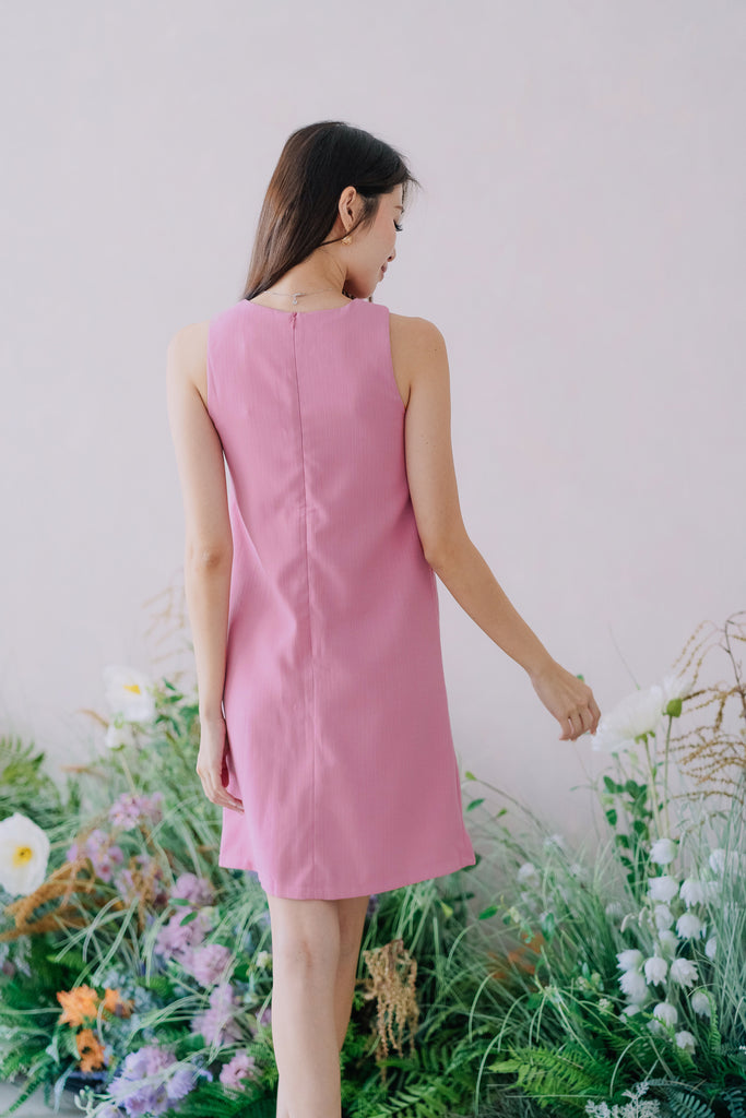 Behati Tweed Pocket Shift Dress - Barbie Pink [XS/S/M/L/XL]