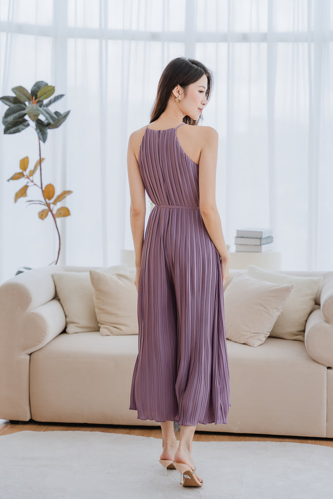Miyake Pleated Flare Jumpsuit - Lavender [XS/S/M/L/XL]