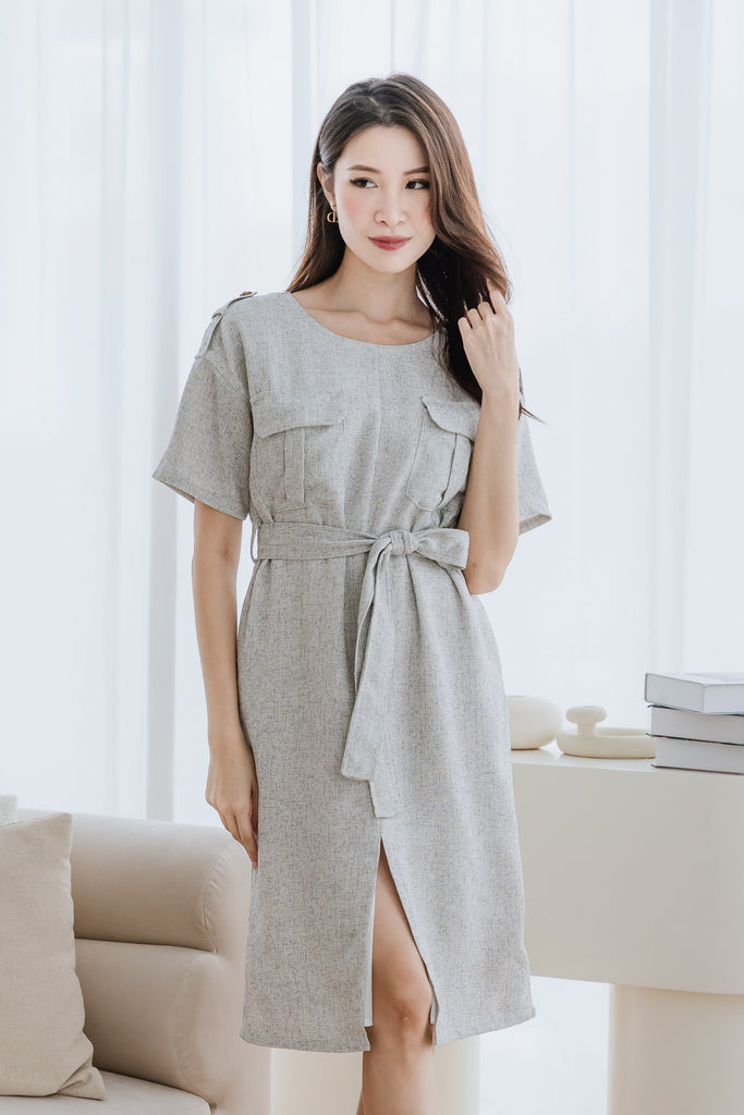 Analisse Utility Tweed Dress - Heather Grey [XS/S/M/L/XL]