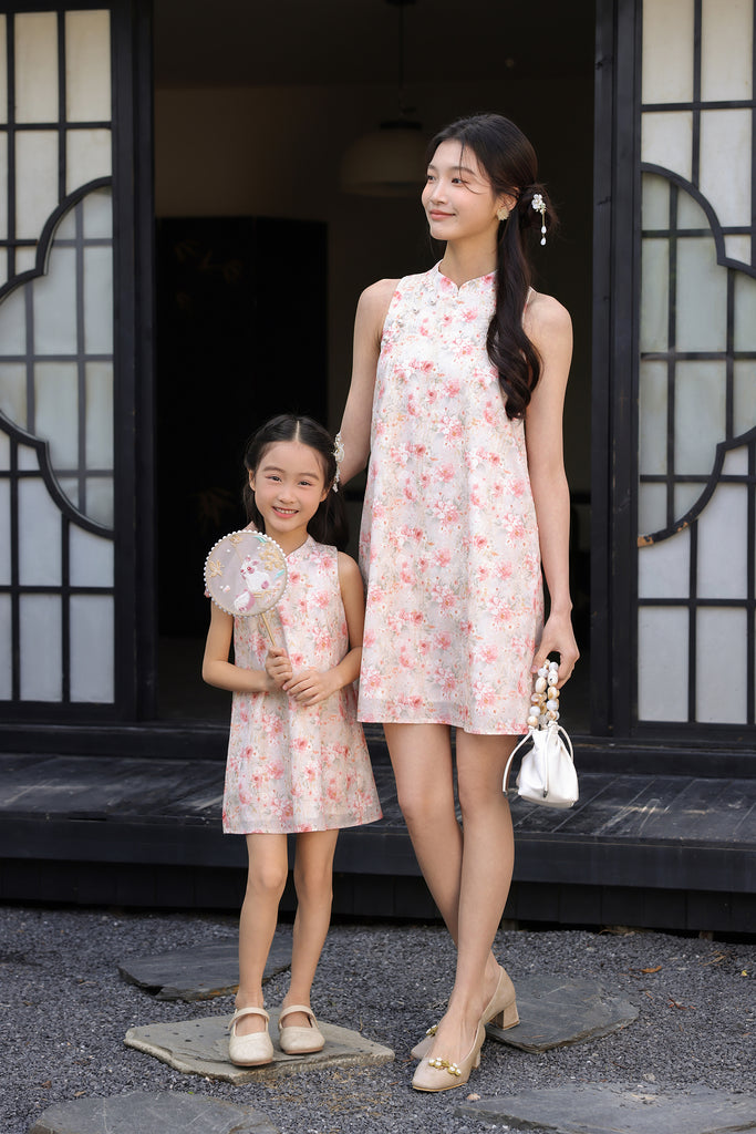 花晨 Spring Bloom Oriental Pearl Cheongsam Dress - Pink [XS/S/M/L/XL/XXL]