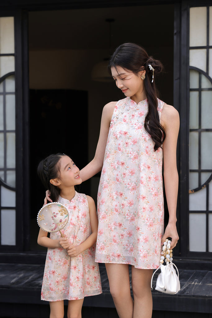 花晨 Spring Bloom Oriental Pearl Cheongsam Dress - Pink [XS/S/M/L/XL/XXL]