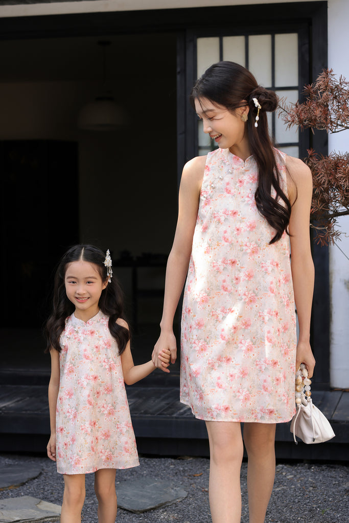 花晨 Spring Bloom Oriental Pearl Cheongsam Dress - Pink [XS/S/M/L/XL/XXL]