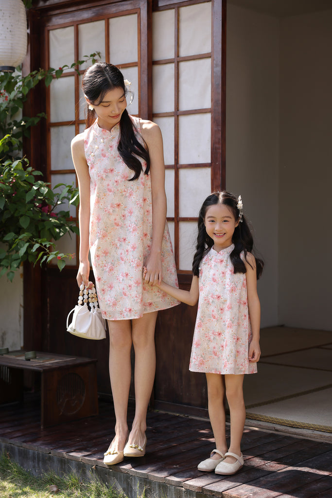 花晨 Spring Bloom Oriental Pearl Cheongsam Dress - Pink [XS/S/M/L/XL/XXL]