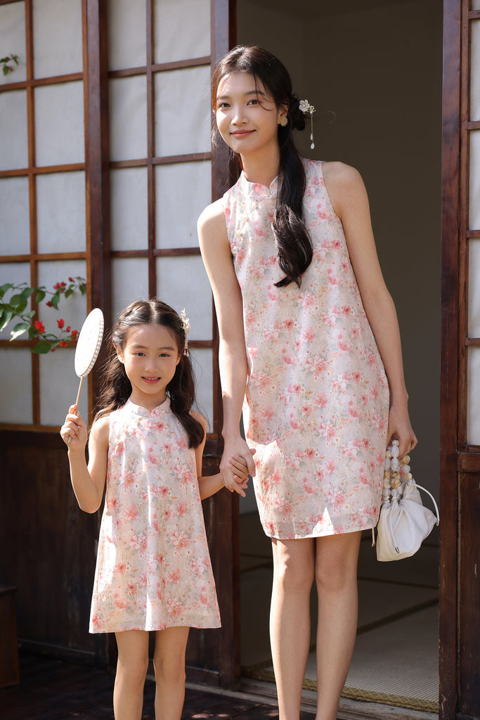 花晨 Spring Bloom Oriental Pearl Cheongsam Dress - Pink [XS/S/M/L/XL/XXL]