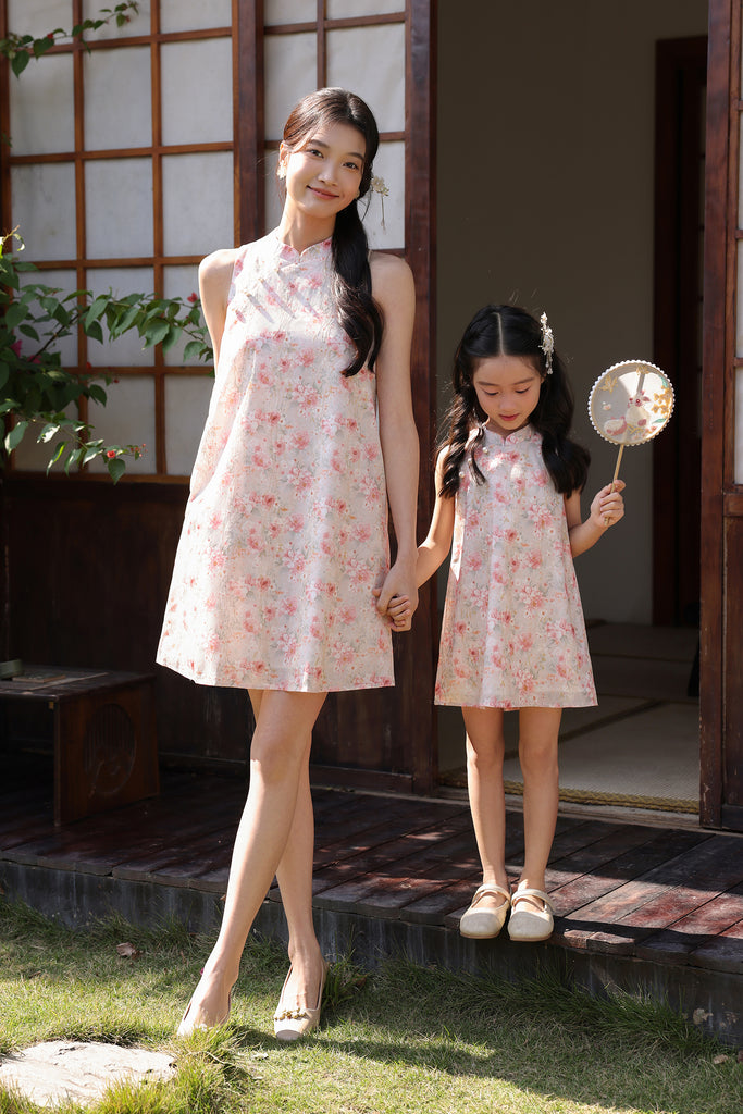 花晨 Spring Bloom Oriental Pearl Cheongsam Dress - Pink [XS/S/M/L/XL/XXL]