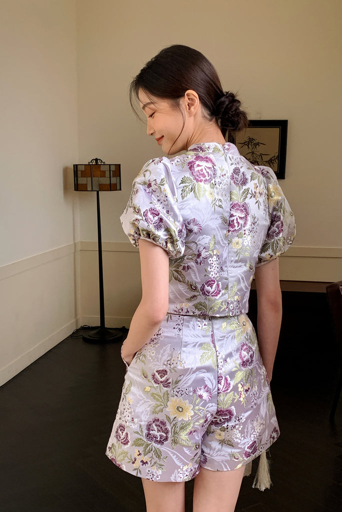 春和景明 Floral Fantasy Brocade Pearl Cheongsam Top - Ice Pink [XS/S/M/L/XL/XXL]