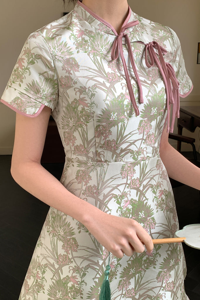 福星 Tie Tie Cheongsam Dress - Pink [XS/S/M/L/XL/XXL]