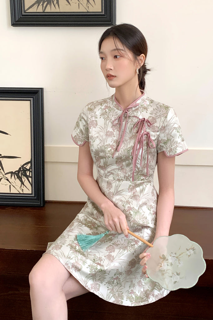 福星 Tie Tie Cheongsam Dress - Pink [XS/S/M/L/XL/XXL]