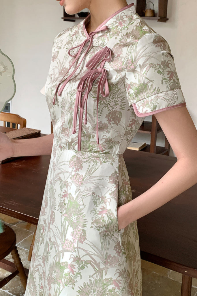 福星 Tie Tie Cheongsam Dress - Pink [XS/S/M/L/XL/XXL]