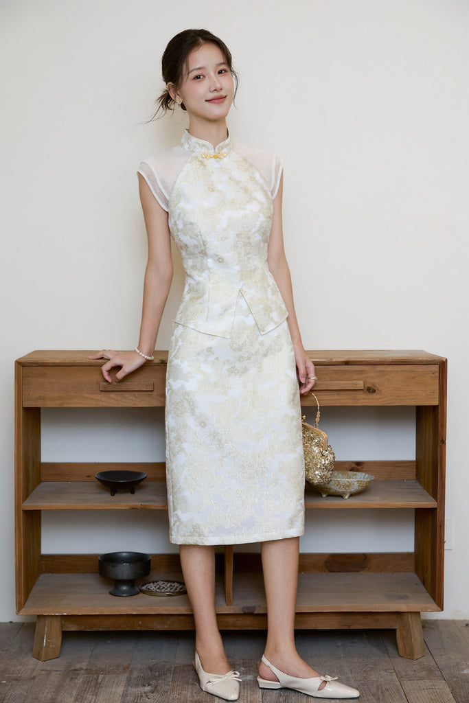 Prelaunch: 锦和 Harmony of Jinhe Jacquard Skirt- Light Champagne [XS/S/M/L/XL/XXL]