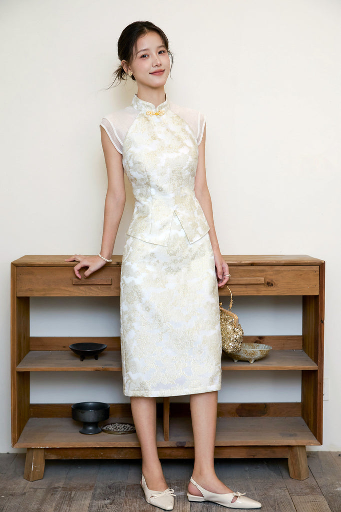 Prelaunch: 锦和 Harmony of Jinhe Jacquard Skirt- Light Champagne [XS/S/M/L/XL/XXL]