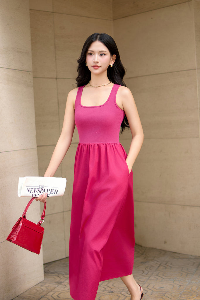 Lyra Ribbed Midaxi Dress - Hot Pink [S/M/L/XL]