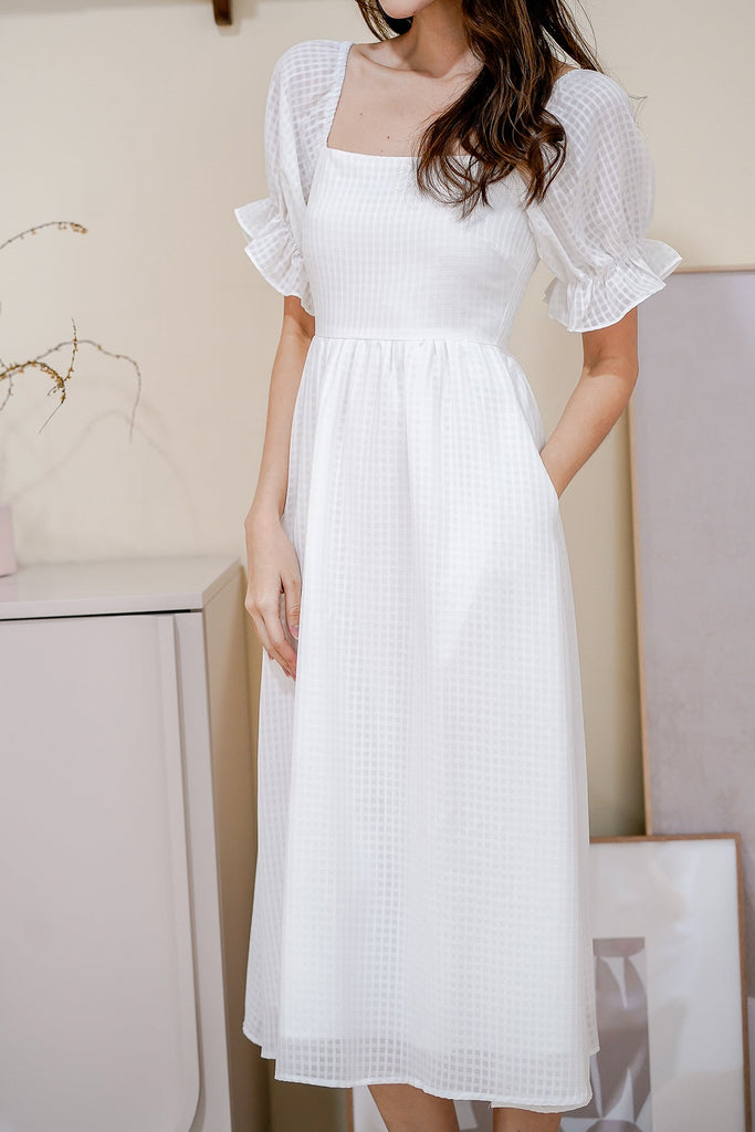 Restock: Duchess Puffy Sleeves Midi Dress - White [XS/S/M/L/XL]