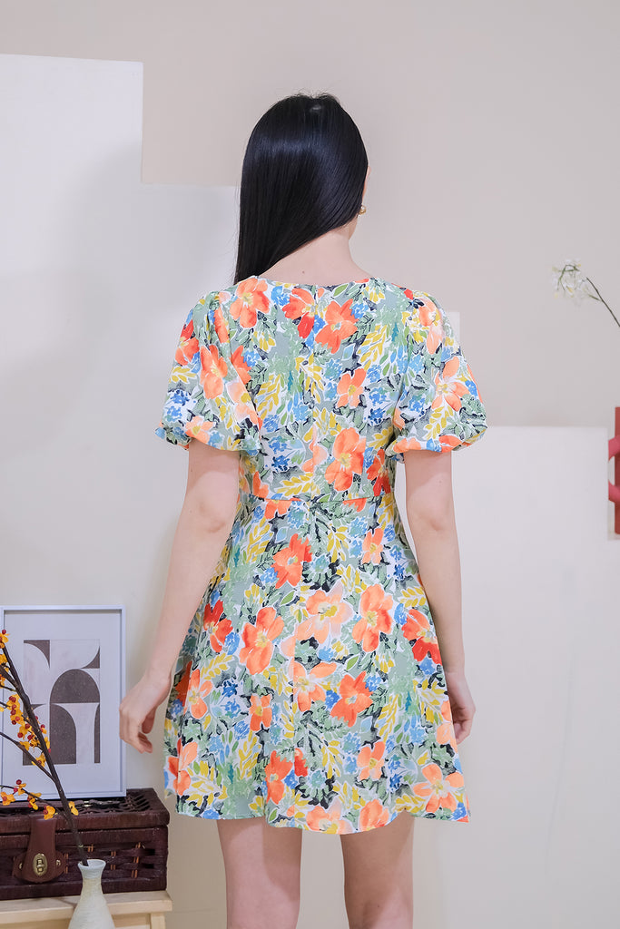 Dawn Loop Cut Out Dress Romper - Floral [XS/S/M/L/XL]