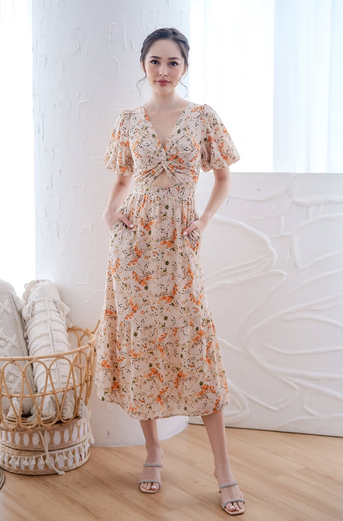 twist knot cut out dress TDC Oreana Tweed Twist Knot Cut Out Dress In Grey The Design Closets