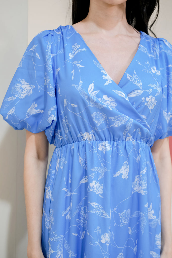 Leia Overlap Tie Back Maxi Dress - Blue [XS/S/M/L/XL]
