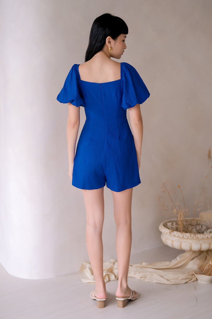 Gwendolyn Puffy Sleeves Romper - Cobalt Blue [XS/S/M/L/XL]