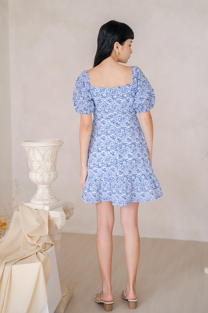 Devina Abstract Textured Dress Romper - Blue [XS/S/M/L/XL]