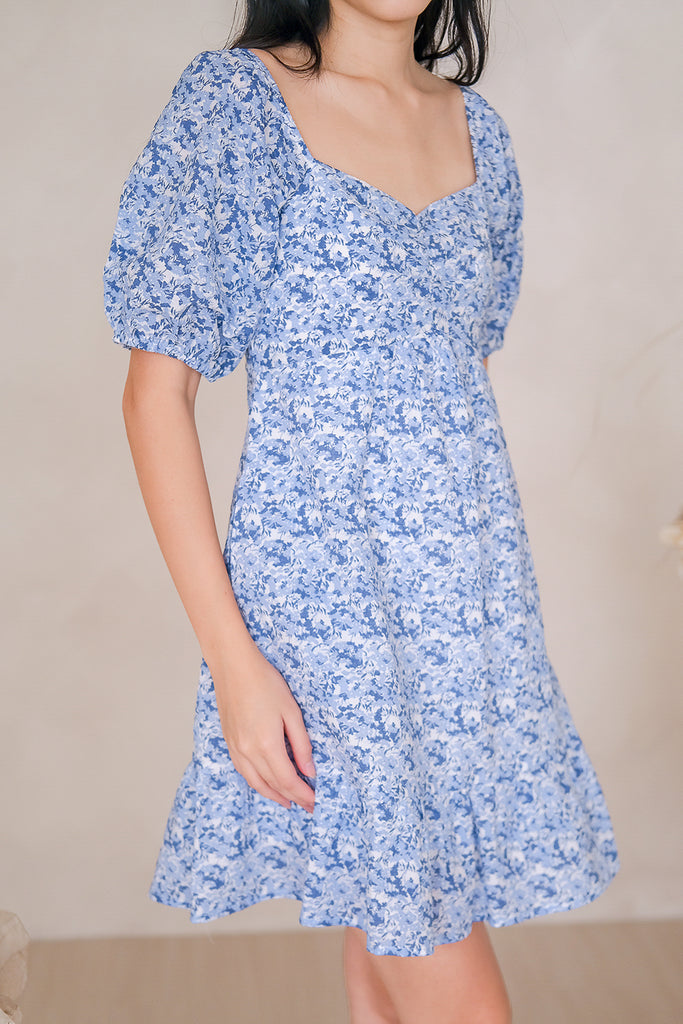 Devina Abstract Textured Dress Romper - Blue [XS/S/M/L/XL]