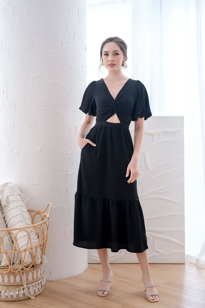 Dakota Twist Knot Cut-Out Maxi Dress - Black [XS/S/M/L/XL]