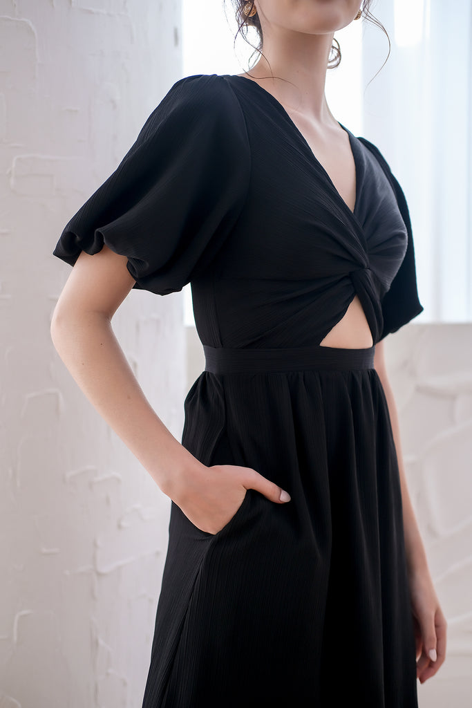 Dakota Twist Knot Cut-Out Maxi Dress - Black [XS/S/M/L/XL]