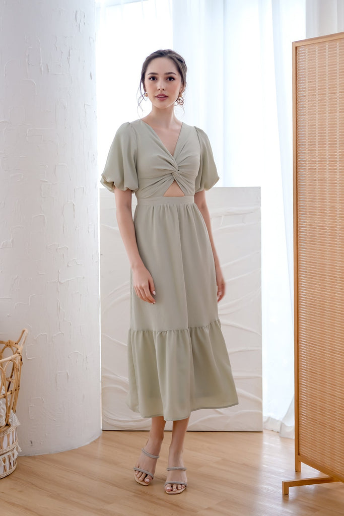 Dakota Twist Knot Cut-Out Maxi Dress - Sage Green [XS/S/M/L/XL]