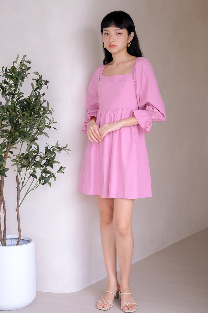 Restock: Fay Puffy Sleeves Dress Romper - Pink [XS/S/M/L/XL]