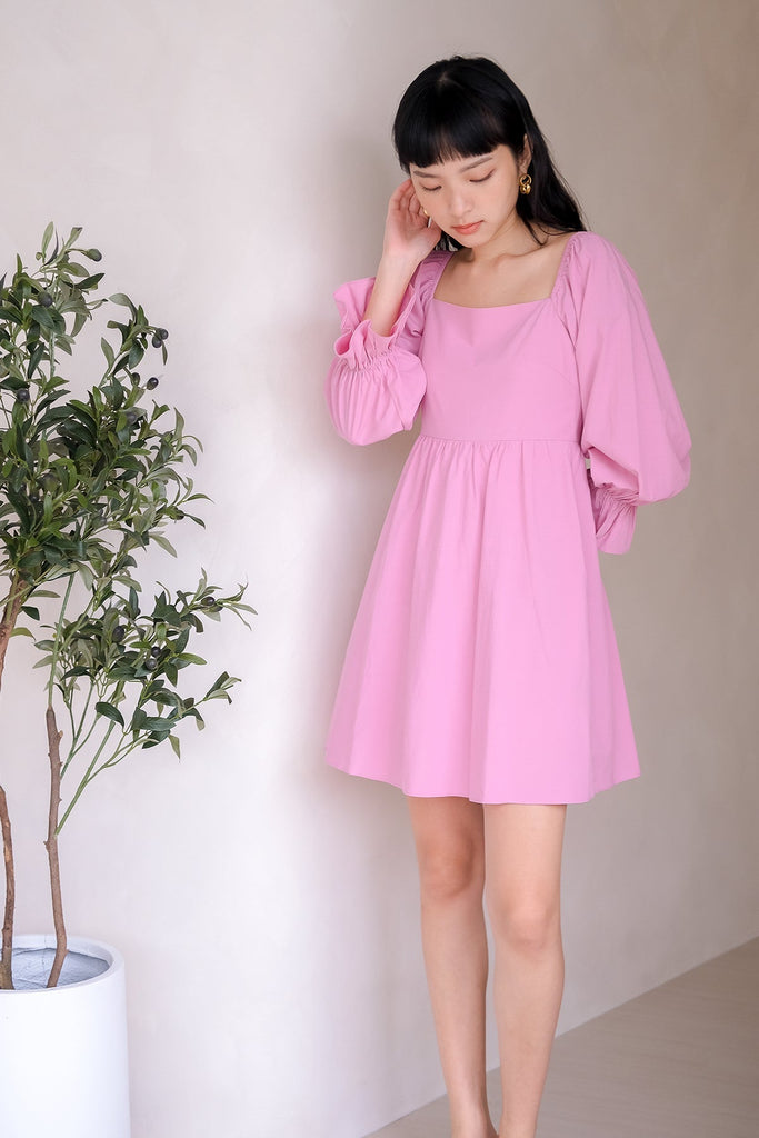 Restock: Fay Puffy Sleeves Dress Romper - Pink [XS/S/M/L/XL]