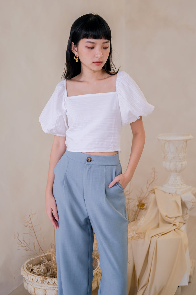 Gwendolyn Puffy Sleeves Top - White [XS/S/M/L/XL]