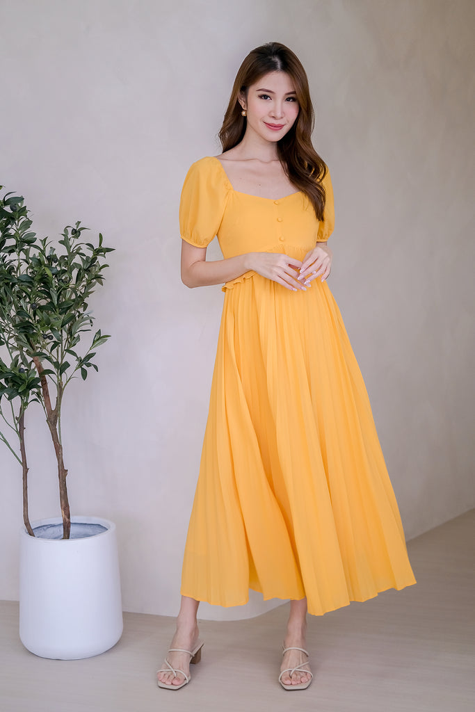 Elizabeth Peplum Pleat Maxi - Sunshine Yellow [XS/S/M/L/XL]