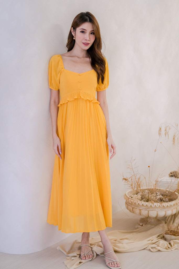 Elizabeth Peplum Pleat Maxi - Sunshine Yellow [XS/S/M/L/XL]