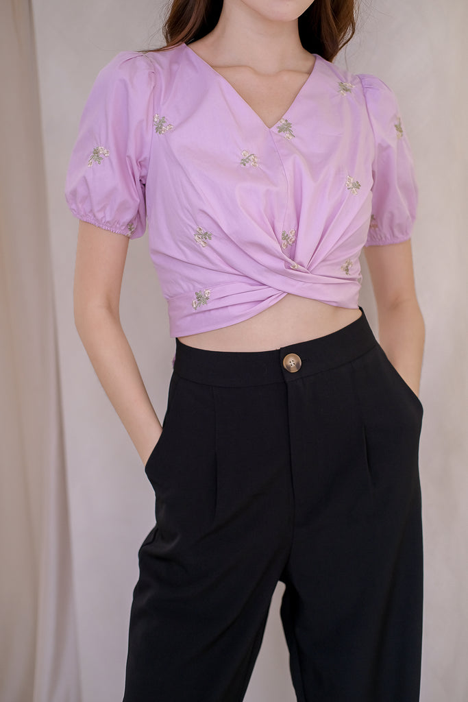 Dreya Embroidery Wrap Top - Lilac Pink [XS/S/M/L/XL]