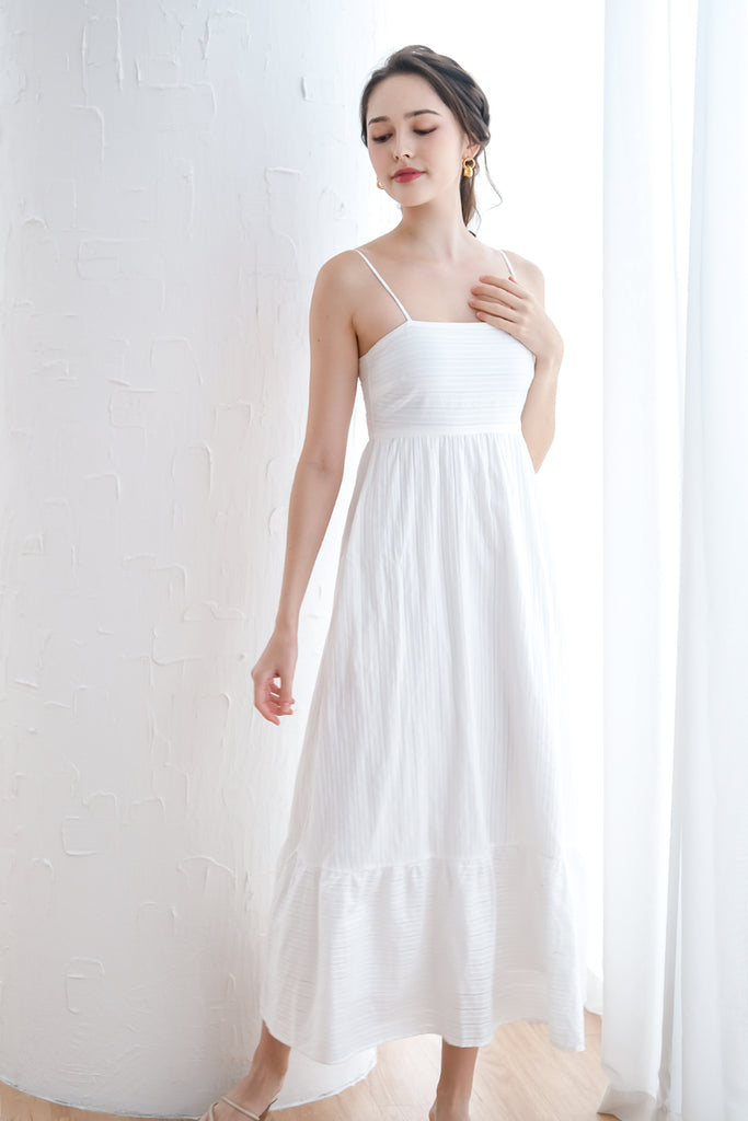 empire dress white Della Empire Waist Maxi Dress