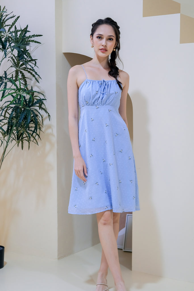 Carpe Diem Embroidery Spag Dress - Blue [XS/S/M/L/XL]